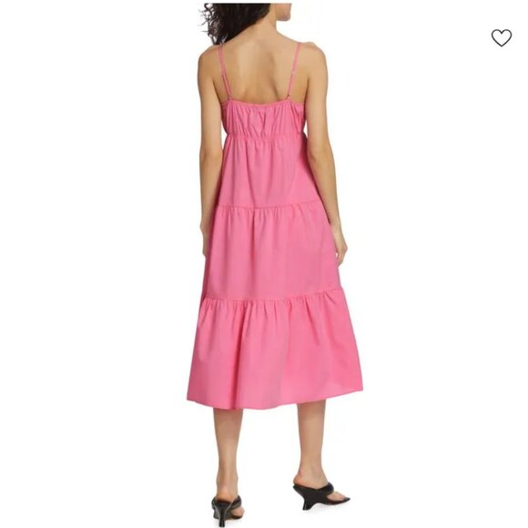 Rails Avril Tiered A-Line Midi Dress in Hot Pink NWT - Picture 3 of 10